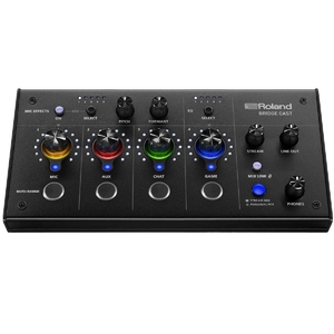 (中古品) Roland BRIDGE CAST デュアルバスゲーミングミキサー | オンラインゲーマー向けプロフェッショナルオーディオストリーミングインターフェースとミキサー | 32ビットハードウェア DSP | USB-C WindowsとMac接続 | マイク用XLR入力