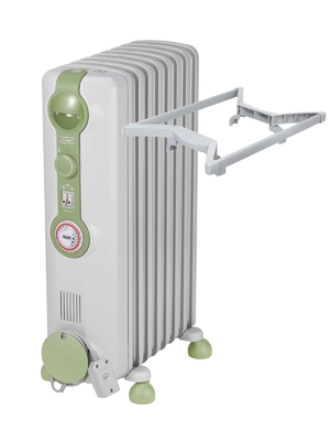 (中古品) DeLonghi デロンギ オイルヒーター トップハンガー付き 8〜10畳用 グリーン JR0812-GR