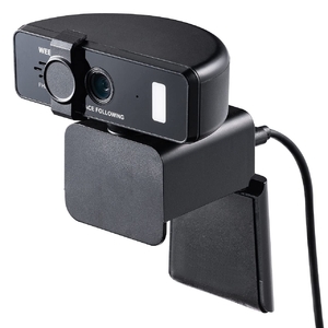 (中古品) サンワダイレクト WEBカメラ 自動追尾 広角 マイク内蔵 LEDライト付き フルHD1080P 200万画素 画角89度 三脚対応 オンライン授業 配信向け 400-CAM097