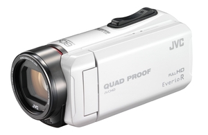 (中古品) JVC ビデオカメラ Everio R 防水5m 防塵仕様 耐低温 耐衝撃 内蔵メモリー32GB パールホワイト GZ-R400-W
