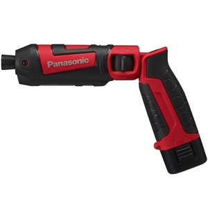 (中古品) パナソニック 充電スティックインパクトドライバー 7.2V (1.5Ah電池パック×2個/充電器/ケース付)トルク25N・m ワイド・スポットLED搭載 EZ7521LA2S-R レッド