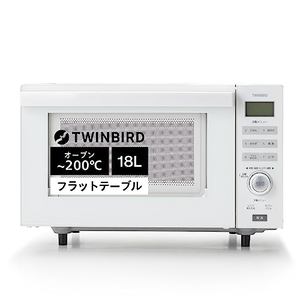 (中古品) ツインバード オーブンレンジ 18L フラットテーブル ヘルツフリー 110~200℃ 赤外線センサー 電子レンジ お手入れ簡単 ホワイト DR-E852W