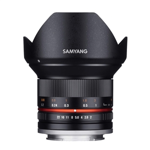(中古品) SAMYANG 単焦点広角レンズ 12mm F2.0 ブラック マイクロフォーサーズ用 APS-C用