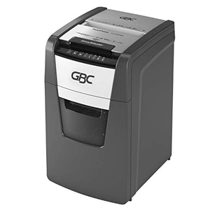 (中古品) GBC シュレッダー 静音 オフィス用 業務用 自動細断A4コピー用紙150枚 連続使用約30分 プラスチックカードも細断可能 ダストボックス容量44L オートフィード時約810枚収容 マイクロクロスカット オートフィード シュレッダ ブラック GSH150AFM-E