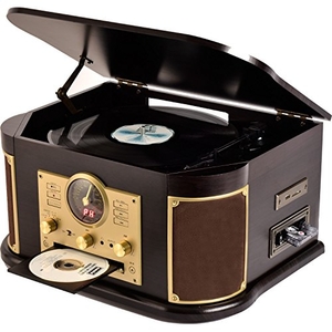 (中古品) 山善(YAMAZEN) キュリオム マルチレコードプレーヤー リモコン付き (CD/レコード/カセットテープ/AM FMラジオ/USB/SD) MRP-M100CR(DB)