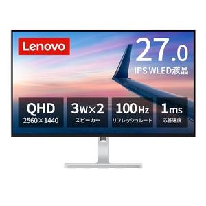 (中古品) Lenovo L27q-4A モニター (27.0インチ IPS WLED液晶 QHD 100Hz 1ms 非光沢 チルト対応 VESA) グレー 67BFGAC6JP