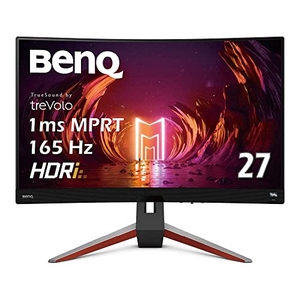 (中古品) BenQ MOBIUZ EX2710R 湾曲ゲーミングモニター (27インチ/WQHD/湾曲1000R/165Hz 2.1ch treVoloスピーカー/VA/1ms/HDRi/HDR400/高機能スタンド/リモコン付属/ゲームモード(FPS/RPG/レーシング)