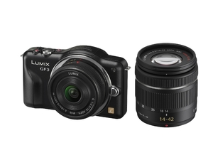 (中古品) パナソニック ミラーレス一眼カメラ LUMIX GF3 ダブルレンズキット エスプリブラック DMC-GF3W-K