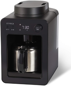 (中古品) シロカ 全自動コーヒーメーカー カフェばこ ステンレスサーバー 静音 ミル4段階 コンパクト 豆・粉両対応 蒸らし タイマー機能 ブラック SC-A371（2019年モデル）
