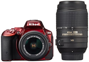 (中古品) Nikon デジタル一眼レフカメラ D5500 ダブルズームキット レッド 2416万画素 3.2型液晶 タッチパネル D5500WZRD