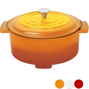 (中古品) [山善]グリル鍋 800W 容量2.8L (直径23 深さ6.8cm) 「Casserolle(キャセロール)」 YGC-800(D) オレンジ [メーカー]