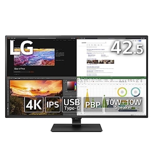 (中古品) LG モニター ディスプレイ 43UN700-BAJP 42.5インチ/4K/HDR対応/IPS非光沢/HDMI×4,DP,USB Type-C/スピーカー(10W×2)/ブルーライト低減、フリッカーセーフ/リモコン付属 /安心・無輝点