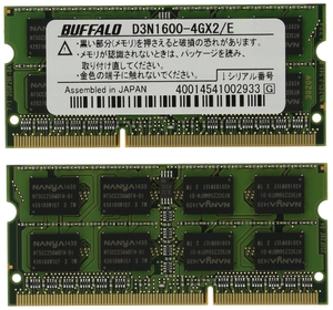 (中古品) BUFFALO PC3-12800(DDR3-1600)対応 204Pin DDR3 SDRAM S.O.DIMM ノート用 2枚組 8GB(4GB×2) D3N1600-4GX2/E 7,626円