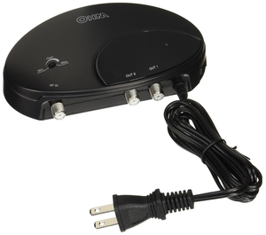 (中古品) OHM テレビブースター 地デジ対応 ブラック 外形寸法:約幅151×高さ39×厚さ90ｍｍ AN-0557