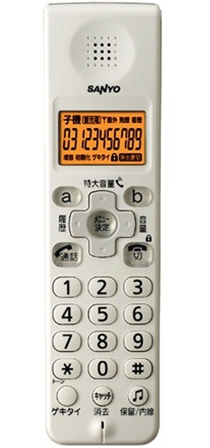 (中古品) SANYO 増設子機 デジタルコードレス 留守番電話機 TEL-DJ2、DJW2用 TEL-SDJ2(W)