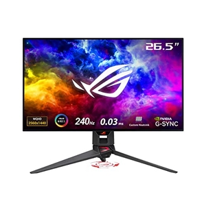 (中古品) ASUS ゲーミングモニター 有機EL ROG Swift OLED PG27AQDM 27インチ/WQHD/240Hz/0.03ms応答速度/ノングレア/G-Sync Compatible/99% DCI-P3/カスタムヒートシンク/HDR/国内正規品