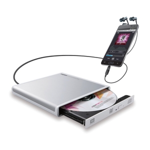 (中古品) ロジテック CDドライブ スマホ タブレット向け 音楽CD取り込み USB2.0 Type-C変換アダプタ付 ホワイト LDR-PMJ8U2RWH