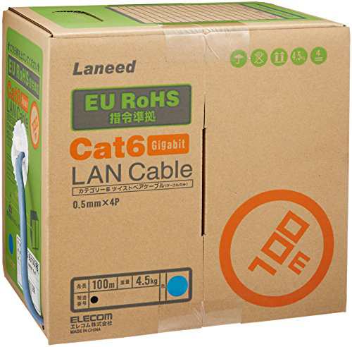 エレコム LANケーブル 100m 自作用 RoHS指令準拠 CAT6 ブルー LD-CT6/BU100/RSの通販は