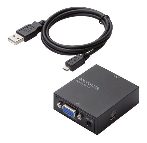 2015年モデルELECOM アップスキャンコンバーター 3.5φ VGA to HDMI HDMI1.3 USB外部給電可能 AD-HDCV03