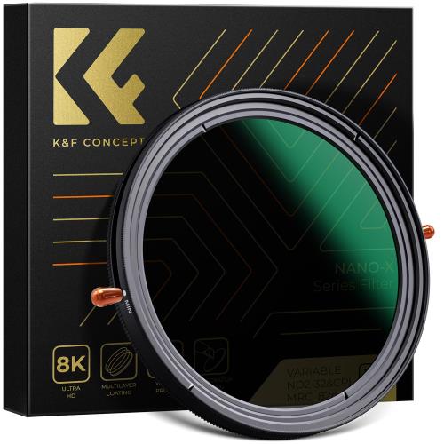 KF Concept 82mm 可変NDフィルターND2-ND32+CPLフィルター 1枚2役レンズフィルター X状ムラなし 日本製AGC光学ガラス HD超解像力 低い反射率 28層ナノコーティング 撥水撥油キズ防止 ビデオ/風景撮影の減光フィルター 偏光フィルターメーカー直営店