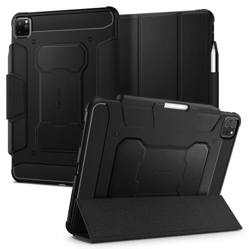 Spigen iPad Pro 11インチ ケース (2022 2021 2020 2018)用 第4/3/2/1/世代対応 カバー 三つ折り スタンド Apple Pencil対応 耐衝撃 米軍MIL規格 落下 衝撃 吸収 ラギッド・アーマープロ ACS01024 (ブラック)の通販は 7,271円