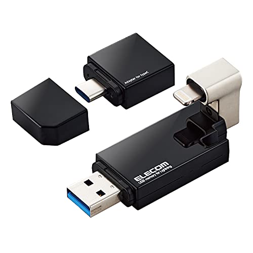 エレコム USBメモリ 32GB iPhone/iPad対応 [MFI認証品] ライトニング Type-C変換アダプタ付 ブラック MF-LGU3B032GBKの通販は
