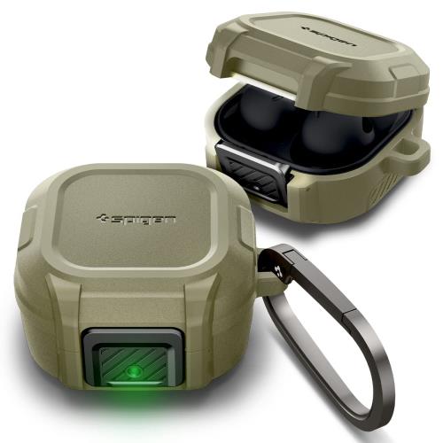 Spigen Galaxy Buds2 Pro ケース Galaxy Buds 2 / Pro/live対応 ロック機能 ワイヤレス充電 紛失防止 カラビナ付き 一体型 耐衝撃 カバー 衝撃 吸収 充電ライト ロック・フィット ACS05912 (ヴィンテージカーキ) 5,861円