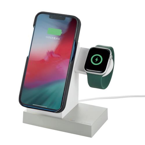 エレコム ワイヤレス充電器 マグネット内蔵 7.5W スタンド 2in1 はめ込み式 Magsafe規格のiPhone 14/13/12、Apple Watch 対応 ホワイト W-MS05WHの通販は