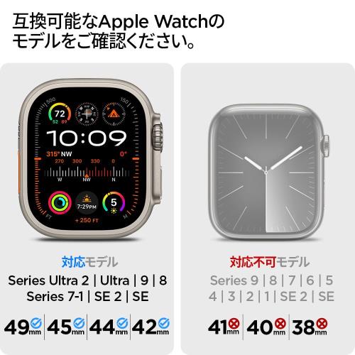 Apple Watch対応バンド 49mm/46mm/45mm/44mm 長さ調整 耐久性 交換ベルト Apple Watch Ultra/Ultra 2/10/9/8/7/6/5/4/SE2/SE デュラプロ・アーマー（ブラック）