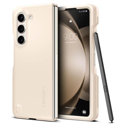 Spigen Galaxy Z Fold5 ケース Sペン収納 [ SC-55D | SCG22 ] 超薄型 超軽量 耐衝撃 ワイヤレス充電 対応 さらさら マット仕上げ レンズ保護 指紋防止 擦り傷防止 シン・フィットP ACS06210 (パールド・アイボリー)