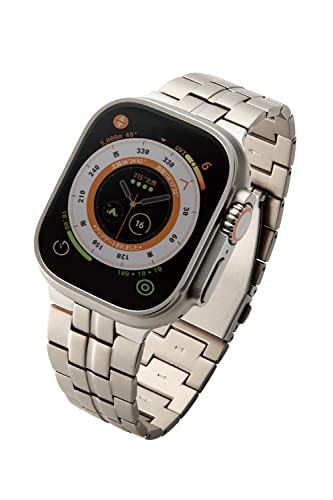 [エレコム] アップルウォッチ Watch バンド 49mm 45mm 44mm 42mm / Ultra SE2 SE 8 7 6 5 4 3 2 1 対応 チタン ステンレス 金属 三つ折れプッシュ式 シルバー AW-49BDTITSV
