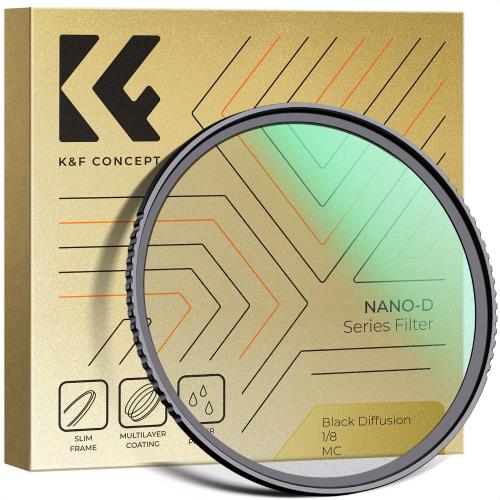 KF Concept 82mm ブラックミスト1/8フィルター ソフト効果 1/8 コントラスト調整用 ソフト描写用フィルター ブラックディフュージョン 24層ナノコーティング 薄枠設計 撥水 撥油 （Nano-D シリーズ）