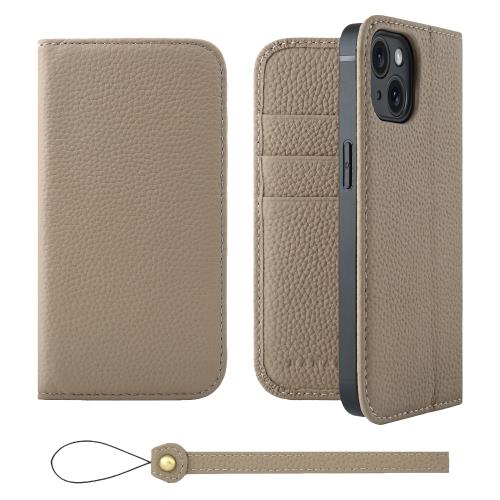 HANATORA iPhone15 ケース 手帳型 本革 スマホケース スマホ スタンド ストラップ 付き シュリンクカーフレザー ギフト ベルトなし マグネットなし グレージュ H0XA-15-Grege 父の日ギフト 父の日 ギフト 誕生日 人気商品 お父さん 服 30代 40代 50代 60代 70代