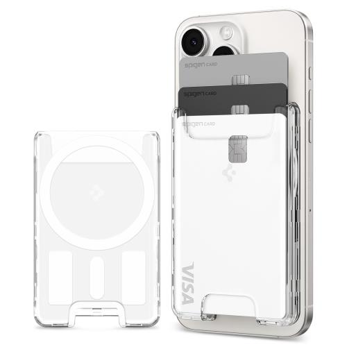 [Spigen] MagSafe対応 カードケース 最大 3 枚 滑り止めグリップ iPhone 15, iPhone 14, iPhone 13, iPhone 12 対応 マグネット スマホ カードケース マグネット付着 交通系 ICカード ウルトラ・ハイブリッド AFA07148 (クリスタル・クリア)