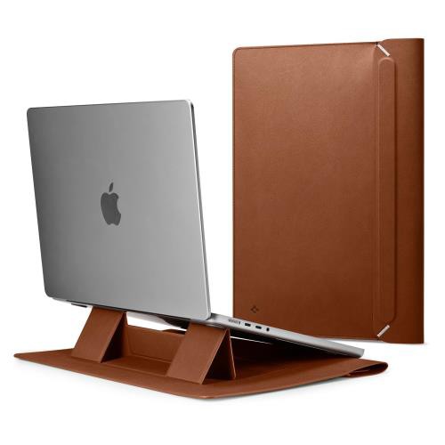 [Spigen] ラップトップ スリーブ バッグ 折りたたみ式スタンド MacBook Pro 対応、内蔵磁気フラップ レザー ラップトップ ケース ラップトップ ポーチ バッグ AFA06422 (ブラウン)の通販は