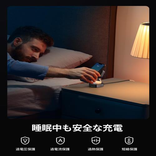 UGREEN MagFlow ワイヤレス充電器 2in1 magsafe対応 折りたたみ式 マグセーフ 充電スタンド 7.5W iPhone 16/16 Plus/15 Pro/15 Pro Max/14/13/12 シリーズ、AirPods 3/2/Pro など 2USB Cポート(USB C充電アダプタなし)の通販は