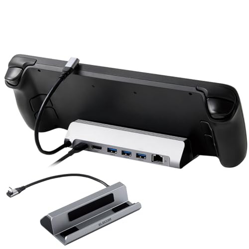 エレコム Rog Ally ASUS/Steam Deck/Claw A1M MSI 対応 USB-C ハブ ドッキングステーション ドック 6in1 PD対応 100W (出力85W) スタンド型 LANポート イーサネット対応 HDMI 4K60Hz シルバー DST-W04の通販は 7,086円