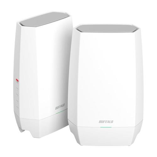 バッファロー WiFi ルーター 無線 LAN Wi-Fi 6E 11ax 6GHz AXE5400 メッシュ 2個セット トライバンド 6ストリーム 有線 2.5Gbps エコパッケージ iPhone 15 Pro / 14 / 13 / Nintendo Switch / PS5 動作確認済み WNR-5400XE6P/2SNの通販は