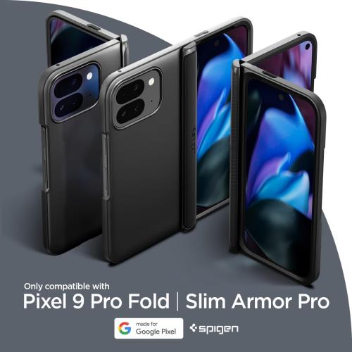 Spigen Pixel 9 Pro Fold ケース 薄型 レンズ保護 擦り傷防止 カバー 軽量 指紋防止 シンプル マット仕上げ ワイヤレス充電対応 スリム・アーマープロ ACS07587(ブラック)