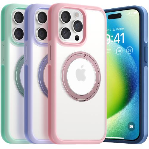 淡藤色・多機能360度回転スタンドTORRAS iPhone 15 Pro 用 ケース 縦横両対応 リング Halbachマグネット搭載 MagSafe対応 滑り止め 米軍MIL規格 耐衝撃性 防指紋 いphone15pro用ケース アジャスタブルスタンド 「UPRO Ostand R Fusion」