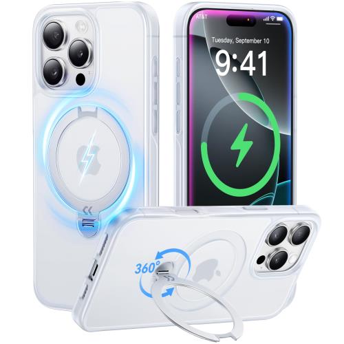 2024最高傑作定点360度回転CASEKOO iPhone 16 Pro Max 用 ケース 米軍MIL規格 耐衝撃 MagSafe対応 高耐久性横縦両立・角度自由調整最大25W急速充電対応 指紋防止/マット仕上げ/黄変防止/半透明 ラップホール付き ワイヤレス充電対応 いphone16promax 用ケース 6.9インチ「Magiの通販は