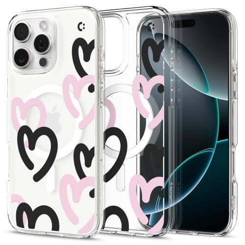 Spigen iPhone 16 Pro Max ケース MagSafe対応 クリア ストラップホール 米軍MIL規格 ウルトラ・ハイブリッド・マグフィット ACS08272 (ハート・ブラック・ピンク)の通販は 5,364円