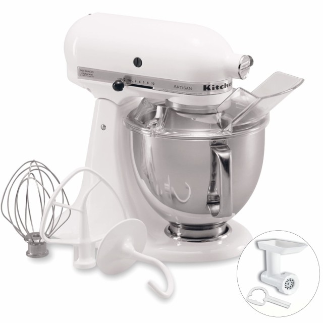 国内正規輸入品 キッチンエイド(Kitchen Aid) スタンドミキサー KSM160+フードグラインダー+注入用カバー付き(ホワイト)