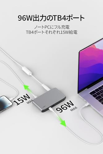 Belkin 5-in-1 Thunderbolt 4ドッキングステーション 40Gbpsデータ転送 96W PD対応 デュアル4K/60Hz シングル8K/30Hz 150W電源ユニットTB