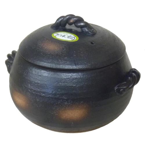 三鈴陶器(Misuzutouki) 萬古焼 ご飯土鍋 5合炊き 伊賀風 M4807