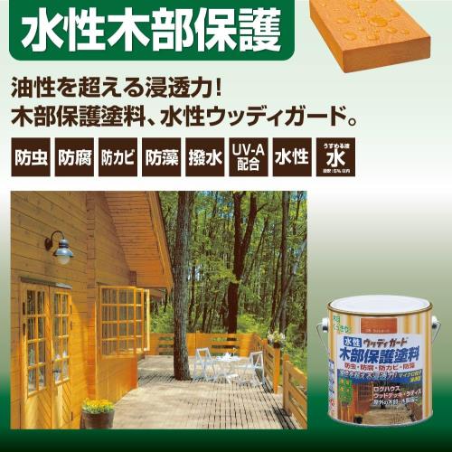 ニッペ ペンキ 塗料 水性ウッディガード 3.2L ウォルナット 水性 屋外 ステイン 日本製 4976124532962_1