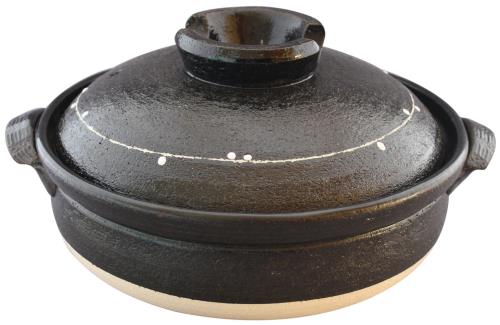 佐治陶器 萬古焼 土鍋 9号 (28cm) 4-5人用 一珍かきおとし 32-123 黒