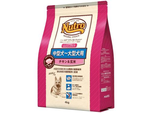 Nutro ナチュラルチョイス シニア犬用 中型犬~大型犬用 チキン玄米 4kg ドライフード 総合栄養食 エイジングケア ドッグフード 犬 自然素材 香料・着色料 無添加 ニュートロ