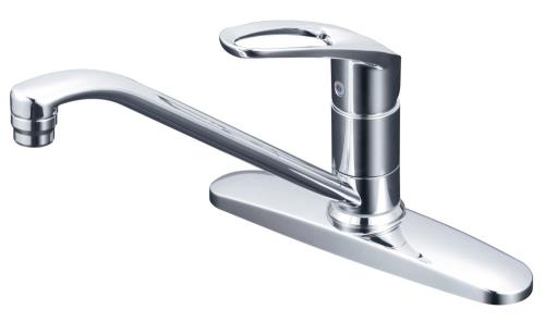 KVK 流し台用シングルレバー式混合栓 本体取付穴径φ22〜φ24mm 本体取付穴ピッチ204mm KM5091T