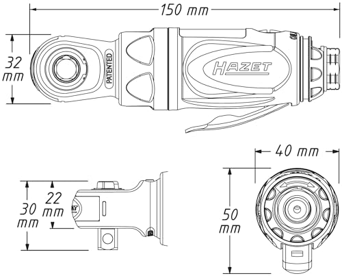 Hazet 9021P-2 ミニエアラチェット 1/4インチ 250rpm コンパクト設計 精密作業用_5